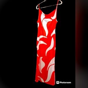 SEXY SHERBET/WHITE COLOR MAXI DRESS- NWOT